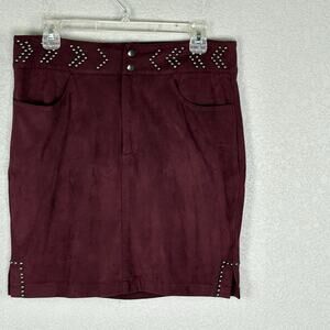 Idyllwind Mini Skirt Faux Suede Studded Western Whimsigoth Cowboy Maroon Size L